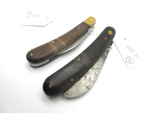 IXL Wostenholm Pocket Pruning Knife, single blade, 18cm open length; An H.M. Slater (Venture) Rose Wood Scales Pruner, brass 