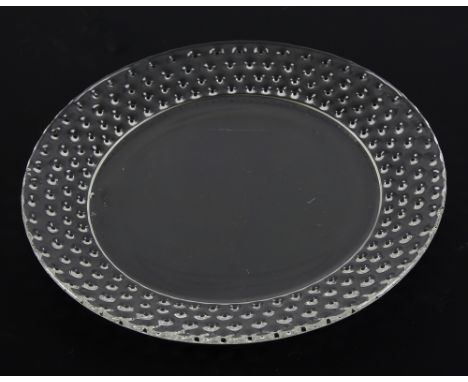 René Lalique  'Cactus' plate No. 10-3019, the border with black enamel spots, acid etched 'R LALIQUE'  verso, Circa 1930,  22