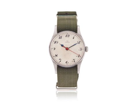 OMEGA, REF. 6B/159 A STAINLESS STEEL MILITARY AIR MINISTRY RAF PILOT'S WATCH, NO. 10257998, CIRCA 1942Movement: Cal. 30T2 SC,