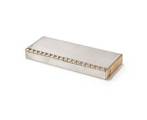 HERMÈS, A BI-COLOURED VANITY CASE CIRCA 1940S The rectangular silver case with reeded decoration and gold edges and sides, pu