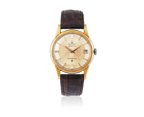 OMEGA, CONSTELLATION, REF. 14393 61 SC A GOLD CAPPED WRISTWATCH WITH PIE PAN DIAL AND DATE, CIRCA 1960Movement: Cal. 561, aut