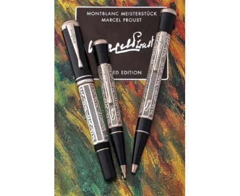MONTBLANC, WRITERS EDITION, MARCEL PROUST  A LIMITED EDITION THREE PEN SET, FOUNTAIN PEN NO. 02122/21000, BALLPOINT PEN NO. 0