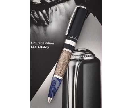 MONTBLANC, WRITERS EDITION, LEO TOLSTOY  A LIMITED EDITION BALLPOINT PEN, NO. 10428/12000, 2015 Cap and Barrel: Dark grey cap