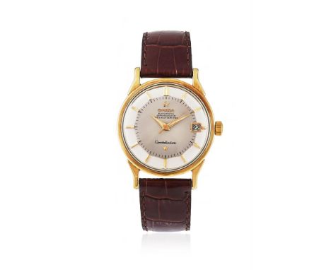 OMEGA, CONSTELLATION, REF. 168.005 A GOLD CAPPED WRISTWATCH WITH PIE PAN DIAL AND DATE, CIRCA 1965Movement: Cal. 564, automat