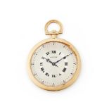 CARTIER, A GOLD KEYLESS WIND SLIMLINE OPEN FACE POCKET WATCH