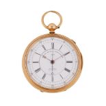 THOMAS RUSSELL, LIVERPOOL, AN 18 CARAT GOLD OPEN FACE MARINE DECIMAL CHRONOGRAPH POCKET WATCH