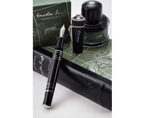 MONTBLANC, WRITERS EDITION, JONATHAN SWIFTA LIMITED EDITION FOUNTAIN PEN, NO. 07370/12800, 2012 Cap and Barrel: Black resin c