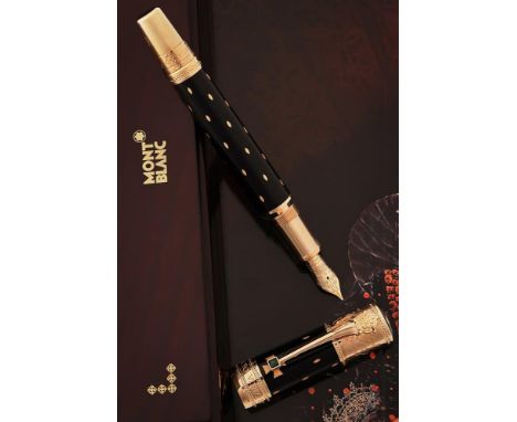MONTBLANC, PATRON OF ARTS, ELIZABETH, 4810 A LIMITED EDITION FOUNTAIN PEN, NO. 2402/4810, 2010  Cap and Barrel: Gold plated a
