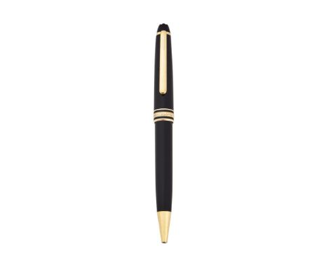 MONTBLANC, MEISTERSTÜCK, 144 A BLACK BALLPOINT PEN Cap and Barrel: Black barrel with gilt clip and triple band Accessories: M