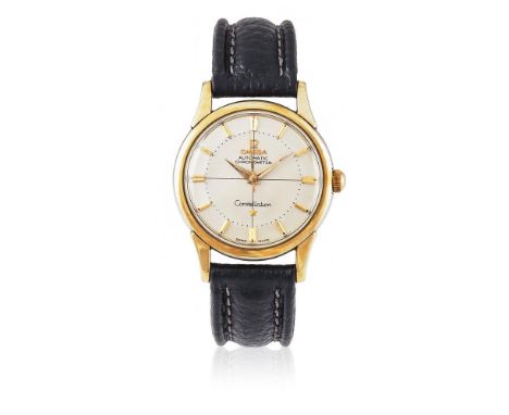 OMEGA, CONSTELLATION, REF. 14381 3 SC A GOLD CAPPED WRISTWATCH WITH PIE PAN DIAL AND DATE, CIRCA 1962Movement: Cal. 551, auto