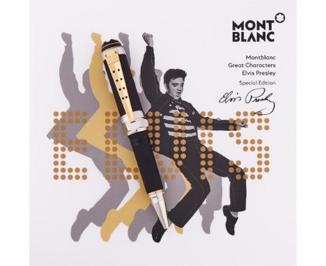 MONTBLANC, GREAT CHARACTERS, ELVIS PRESLEY  A SPECIAL EDITION BALLPOINT PEN , 2020 Cap and Barrel: The black resin rhomboid t