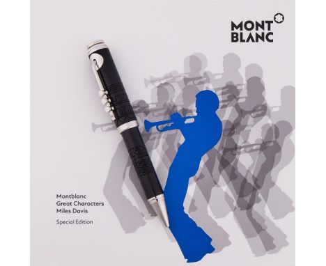 MONTBLANC, GREAT CHARACTERS, MILES DAVIS  A SPECIAL EDITION BALLPOINT PEN, 2016  Cap and Barrel: The black resin cap and barr