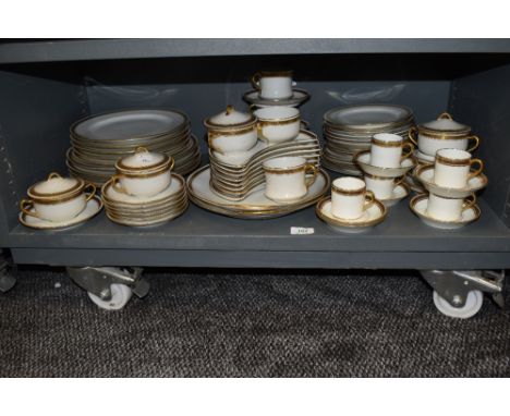 A good quantity of vintage Cauldon china, having white ground with gilt banding and Greek key design, to be included are vari