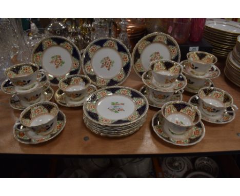 Ten cups and saucers and ten side plates, 'Belper' New Chelsea, Staffs.