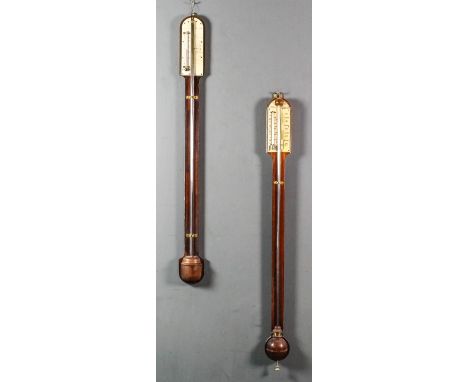 A Victorian rosewood cased stick barometer and thermometer by W.Gray, 16 Crooked Lane, London Bridge, with ivory scale and ve