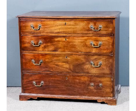A George III mahogany chest with moulded edge to top, fitted four long graduated drawers, on bracket feet, 37ins wide x 18.5i