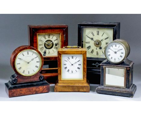 A French burrwood and ebonised cased mantel timepiece by VAP and retailed by Kibble, Gracechurch Street, London, the 3.25ins 