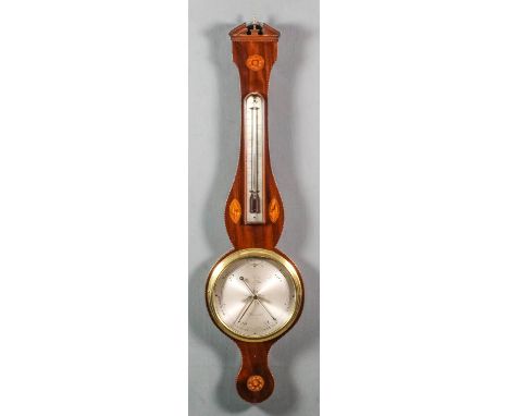 A late George III mahogany cased wheel barometer and thermometer by Peter Tarone of Bury Street, with 8ins silvered dial and 