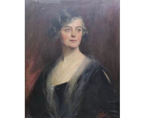 Edward Patry (1856-1940) - Oil painting - "Mrs Weber" - Half-length portrait of an elegant woman, canvas 30ins x 25ins, signe