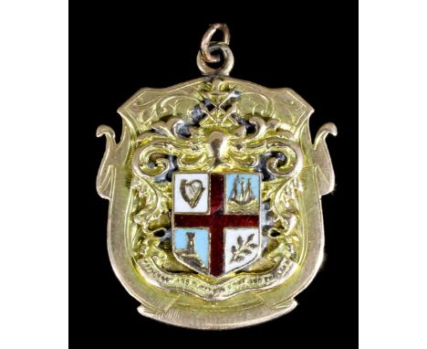 A George V 15ct gold and enamel presentation medal - "To G.C. Swain Esq J.P. By a Committee of a Few Friends in Appreciation 
