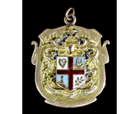 A George V 15ct gold and enamel presentation medal - "To G.C. Swain Esq J.P. By a Committee of a Few Friends in Appreciation 