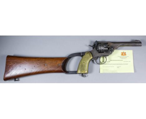 A de-activated Webley .455 calibre 1917 Mark VI service revolver, Serial No. 282167, with 6ins blued steel barrel and action,