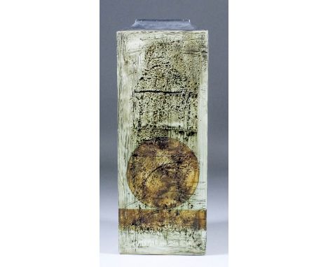 A Troika pottery slab vase designed by John Bedding, 12.5ins high (painted mark) Note: John Bedding worked at the Troika Pott