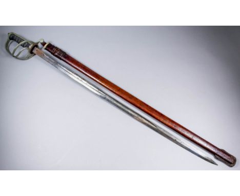 A George V Army Officers' dress sword, Serial No. 59322, the 34ins bright steel blade decorated with foliate work and Royal c