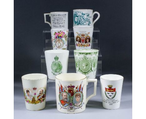 A small interesting reference collection of Victorian and later ceramics of Royal interest, including - bone china cup and sa