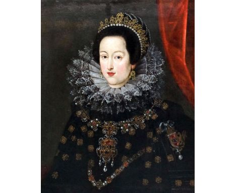 Early 17th Century English school - Oil painting - Shoulder-length portrait thought to be Frances Howard of Castle Howard (no