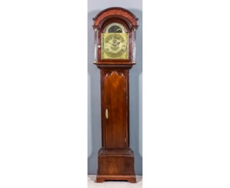 An 18th Century mahogany longcase clock by George White of Bristol, the 12ins arched brass dial with Roman and Arabic numeral