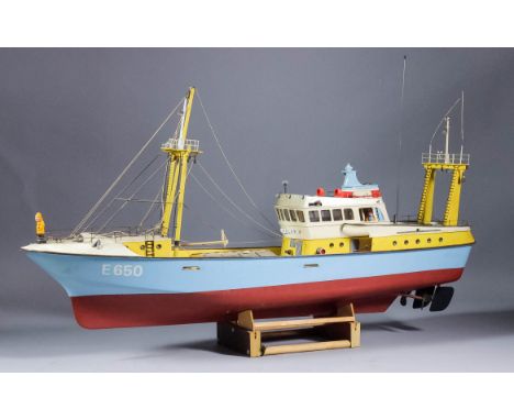 A model kit of the sailing vessel "Raux IX",  41ins long, with wooden stand, and another of a trawler, the "Polar E650", 35in