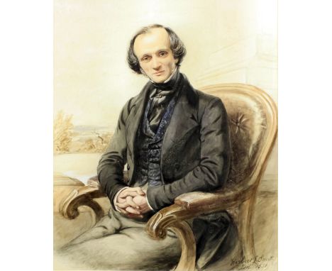 Herbert Luther Smith (1811-1870) -  Two watercolours - Seated half-length portrait of a gentleman, 15ins x 12.5ins, signed an