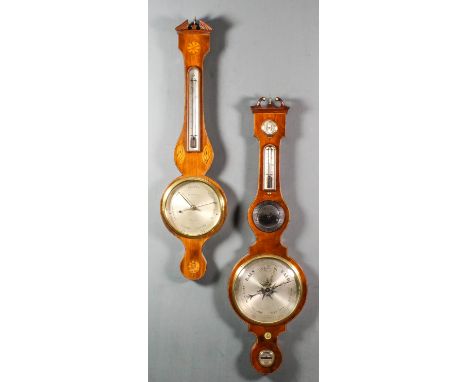 A 19th Century mahogany cased wheel barometer, thermometer and hydrometer by E. Brunner, Myton Gate, Hull, with 10ins diamete