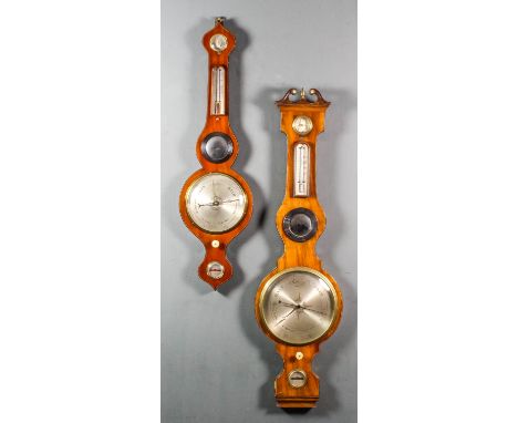An early 19th Century mahogany cased wheel barometer, thermometer and hydrometer by C. Aiano, North Gate, Canterbury, with 10