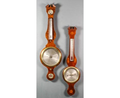 An early 19th Century mahogany cased wheel barometer, thermometer and hydrometer by A. Pagane of Gainsborough, with 10ins dia