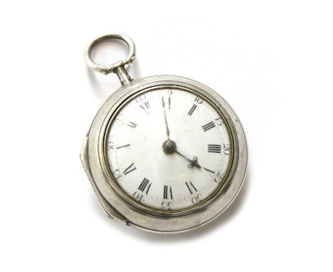 A Silver Pair Cased Verge Pocket Watch, signed Thos Barrow, Stockport, No.11, 1776, single chain fusee movement signed and nu