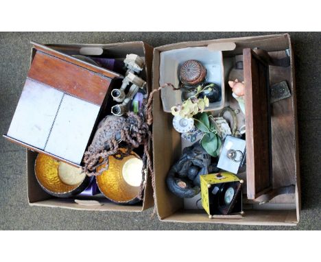 A Group of Decorative Household items, to include: a mahogany desktop key cabinet, a dressing table mirror, a pair of planish