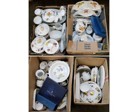 Four Boxes of Royal Worcester Tableware, mainly in the Evesham pattern, including tureens, teapots, hors d'oeuvres dishes, va