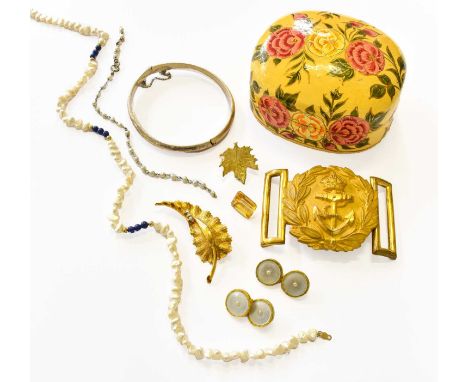 A Small Quantity of Jewellery, including a cultured pearl and lapis lazuli necklace, length 47.5cm; a cultured pearl chain se