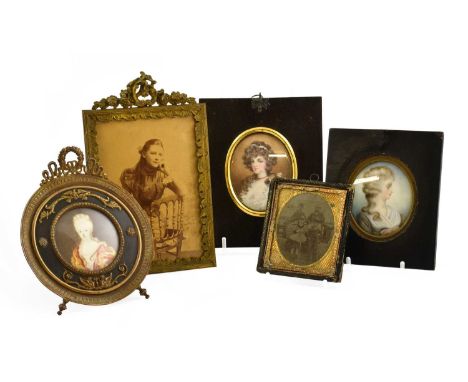 Four Daguerreotypes, Three Portrait Miniatures and A Framed Portrait Picture (8)