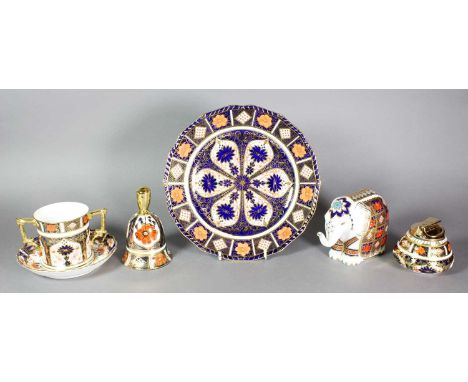 Royal Crown Derby Imari: A 19th Century Saucer, A Modern Loving Cup, 7.5cm, A Similar Table Lighter, A Plate, 23cm diameter, 