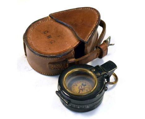 Negretti &amp; Zambra compass having engraved name 'G.W. Gunter', with case