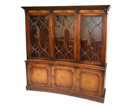 Banks of Bristol mahogany three-door cabinet, 178cm x 43cm x 183cm high approx.