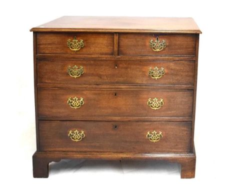 George III mahogany chest of two short over three long drawers on bracket feet, 101cm x 51cm x 88cm high
