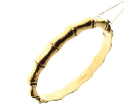 9ct gold bamboo hinged bangle, 13.2g approxCondition report: 6.3cm internal circumference **General condition consistent with