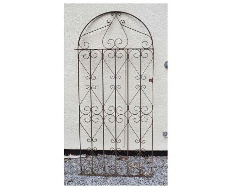 Arched wrought iron gate, 81cm x 181.3cm high approx. 