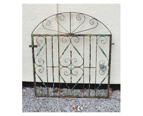 Arched wrought iron garden gate, 88cm x 100cm high