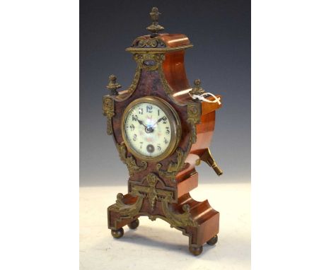 Lenzkirch - Classical revival mantel clock, having Arabic dial with flower and butterfly central decoration, 28cm high