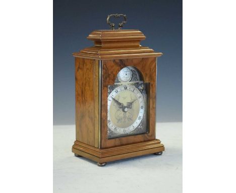 Elliott walnut cased reproduction bracket clock, retailed by Mallory, Bath, with box, 13.2cm x 24cm high